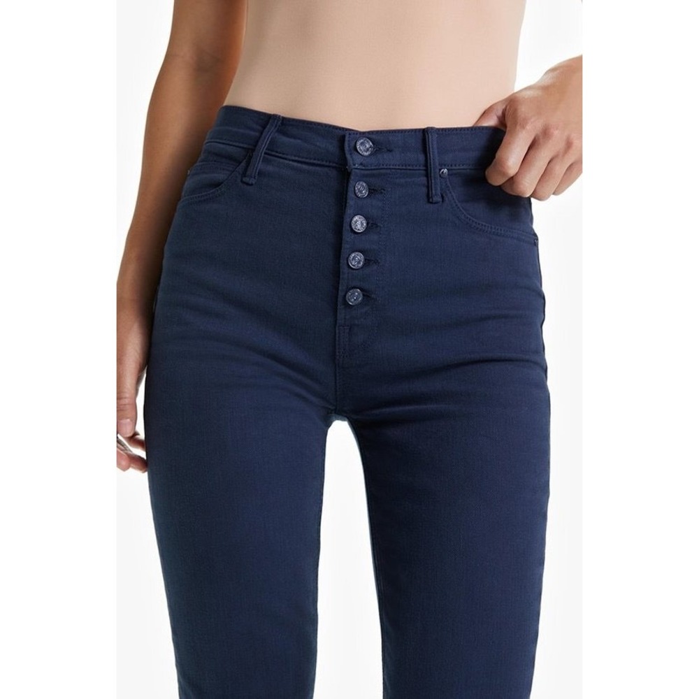 MOTHER 25 The Dazzler Ankle mid-rise straight-leg‎ jeans Button Front Dark Blue - Picture 2 of 14